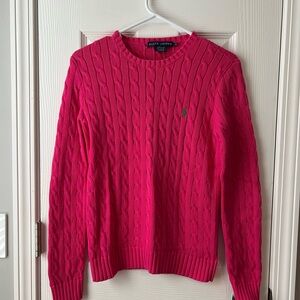 RALPH LAUREN Pink Cable Knit Cotton Crewneck Sweater size Medium